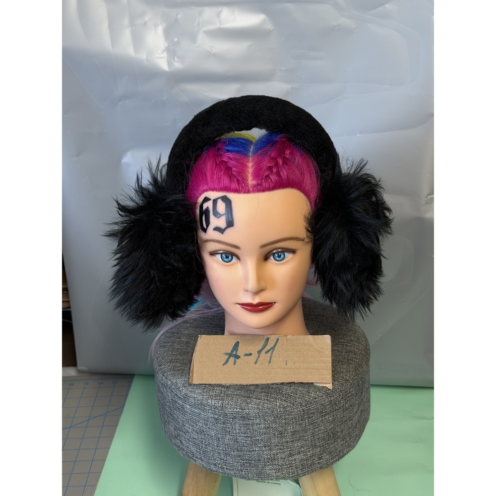 Burberry Black Faux‎ Fur Ear Warmers Headband Rainbow Hair Accents